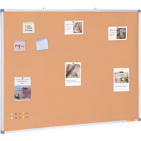 VEVOR Bacheca in Sughero Montaggio da Parete Bacheca con Telaio in Alluminio 90x120 cm, Bacheca da Parete in Sughero Lavagnetta Bacheca in Sughero Orizzontale Verticale per Scuola, Casa, Ufficio,