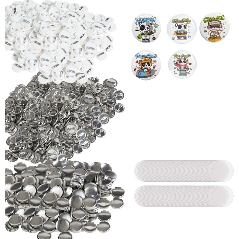 Mophorn - vevor Badge Personnalise 25 mm 500 Kits de Consommables Badges a Epingles Fournitures pour la Fabrication de Badge Rond avec Couvercle Fond
