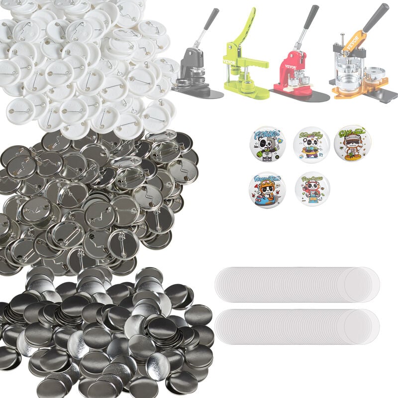 Mophorn - vevor Badge Personnalise 32 mm 500 Kits de Consommables Badges a Epingles Fournitures pour la Fabrication de Badge Rond avec Couvercle Fond