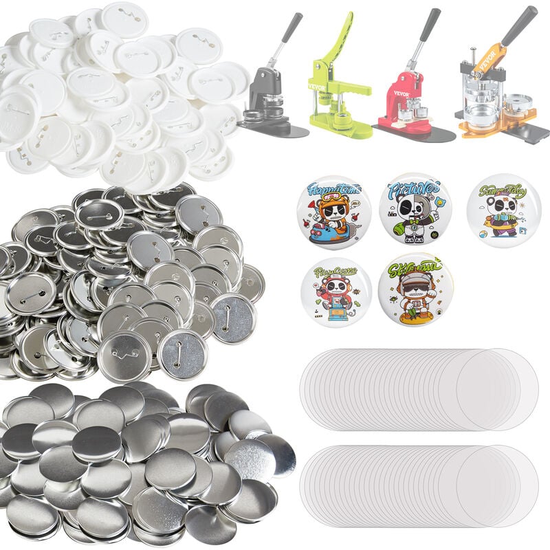 Mophorn - vevor Badge Personnalise 58 mm 500 Kits de Consommables Badges a Epingles Fournitures pour la Fabrication de Badge Rond avec Couvercle Fond