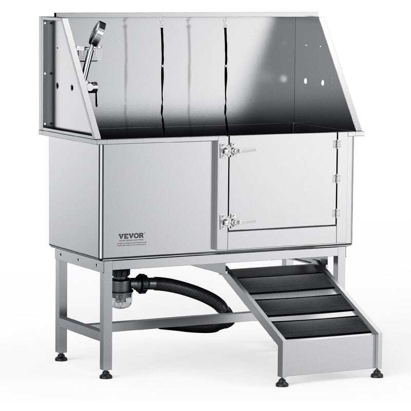 Mophorn - vevor Baignoire Toilettage Chien 1574,8 mm Baignoire pour Chiens Acier Inox Baignoire Chat avec Boite a Savon, Robinet, Accessoires