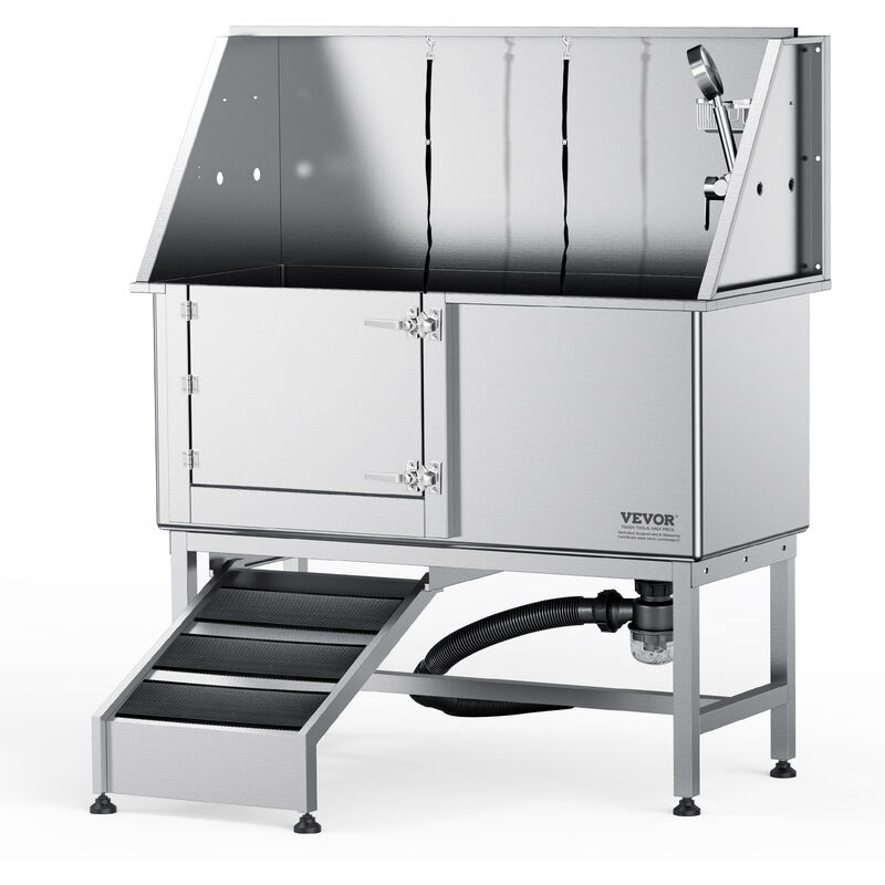 Vevor - Baignoire de Toilettage Chien 1574,8 mm Baignoire pour Chiens Acier Inox Baignoire Chat avec Boite a Savon, Robinet, Accessoires Nombreux,