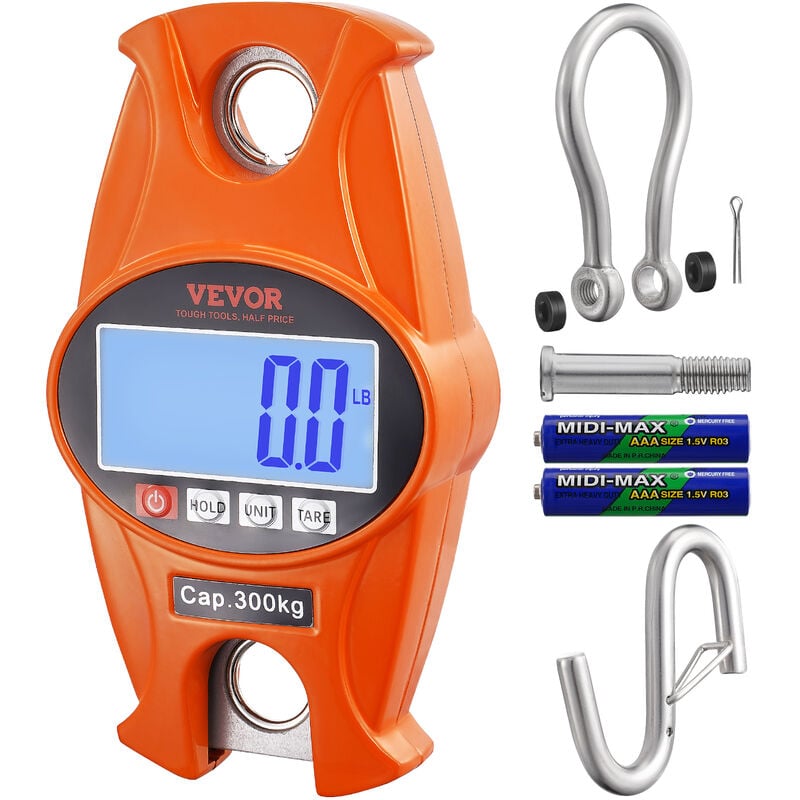 Vevor - Balance Suspendue Industrielle 300 kg Balance a Grue Numerique Robuste Boitier Fonte Aluminium Ecran lcd Mini Balance a Crochet Haute