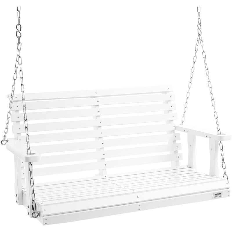 Vevor Balancoire de porche en bois, 1240x710x600 mm, banc de terrasse pour cour et jardin, forte capacite de charge 400 kg, banc de balancoire