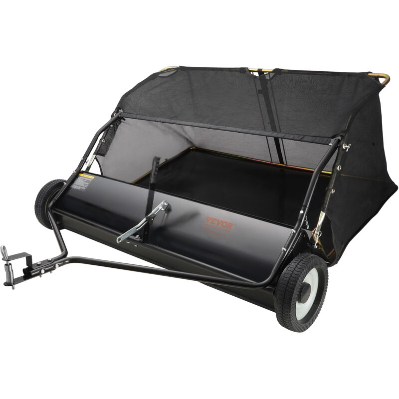 VEVOR Balayeuse a gazon, 123,2 cm 26 pi³, grande capacite de remorquage derriere, conception de corde de deversement collecteur de feuilles avec