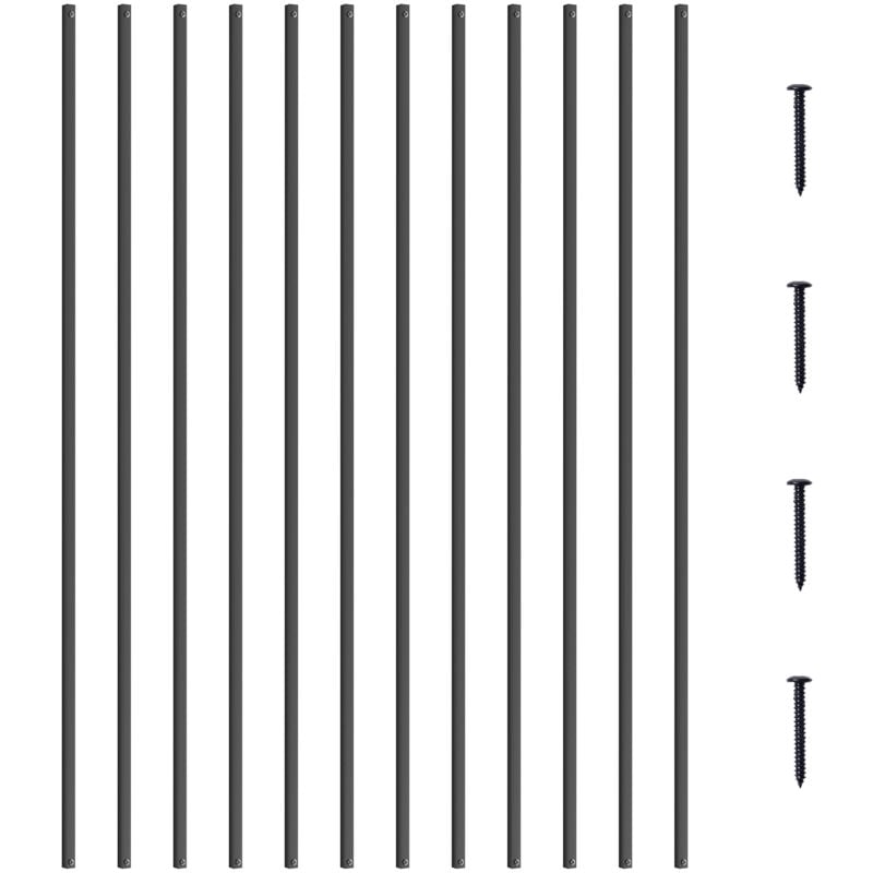 Vevor Balustres en metal pour escalier, 1118 x 13 mm, tiges de rampe carrees en alliage dealuminium, 11 balustres de pont avec vis, balustrade droite