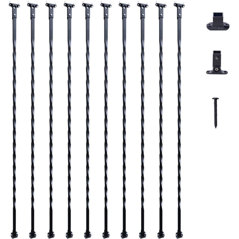 Vevor Balustres en metal pour escalier 1122 mm barres rampe decoratives en acier galvanise, lot de 10 barreaux de securite style torsions creuses