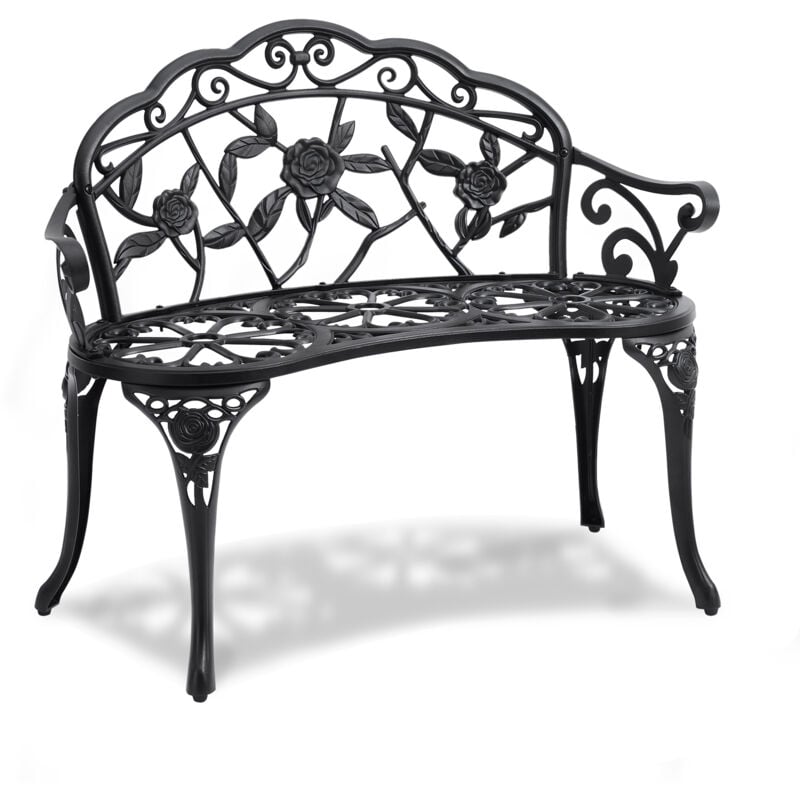 Vevor - Banc deexterieur, 98,7 cm, banquette de jardin en metal pour lexterieur, jusqua 218 kg de charge, banc de jardin exterieur avec dossier et