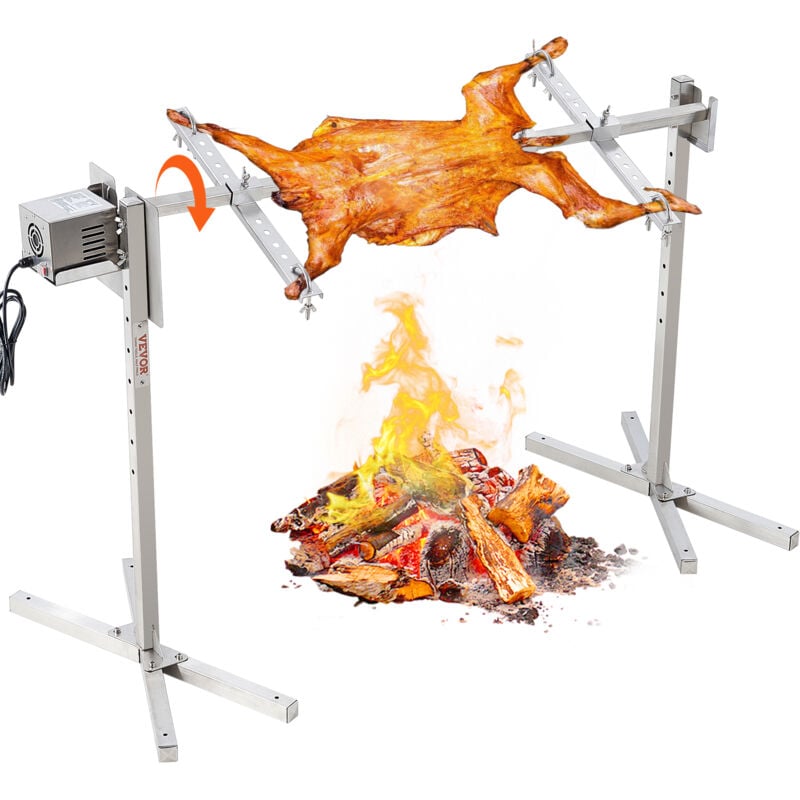 Vevor - Barbecue Rotissoire 116 cm, Kit de Rotisserie Electrique Charge 60 kg, Tournebroche Electrique Moteur Automatique 52 w, en Inox, Hauteur