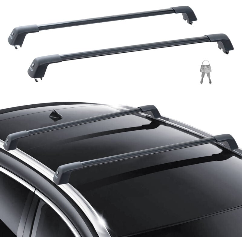 Barre transversale de toit universelle, 135,8 cm max., barre superieure de voiture en aluminium, pour rails lateraux rainures sans espace, reglable