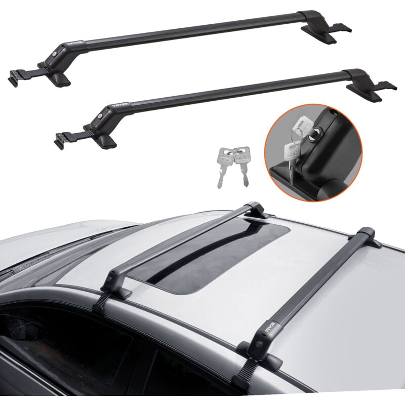 Barre transversale de toit universelle, 70 kg, barre superieure de voiture en aluminium epais, adaptee au toit sans rail lateral, barre transversale