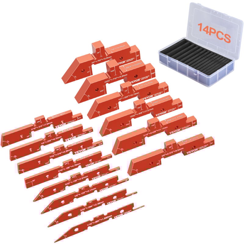 Mophorn - vevor Barres de configuration de table de toupie, 14PCS, blocs de configuration precision aluminium, jauges de hauteur, marquages de taille