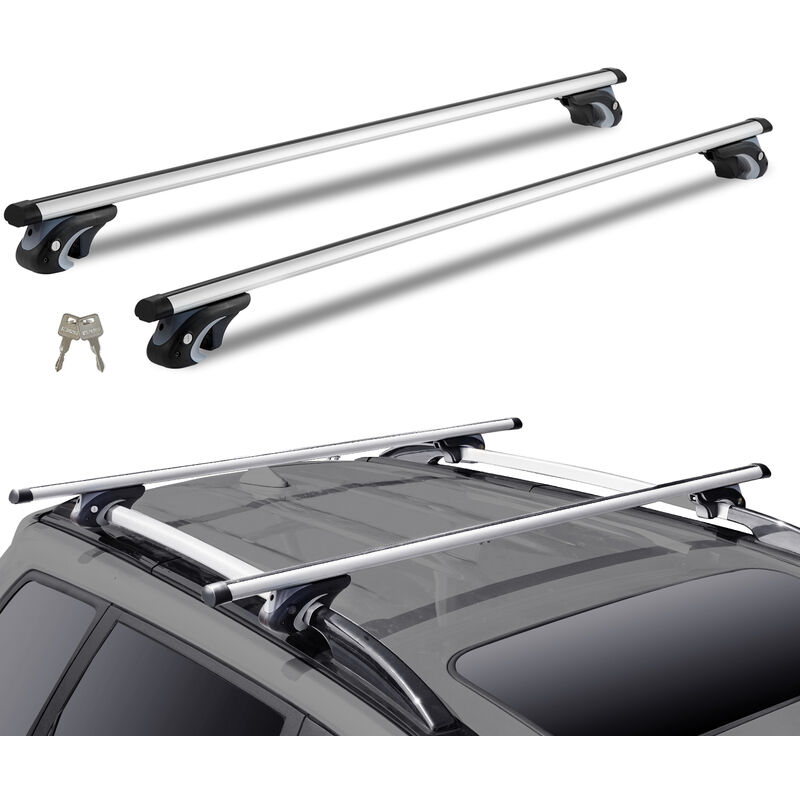 Barres de Toit Transversales Universelles 2PCs Verrouillables Porte-Bagages Voiture en Aluminium Charge 90,7 kg Galerie de Toit Compatible avec Rails