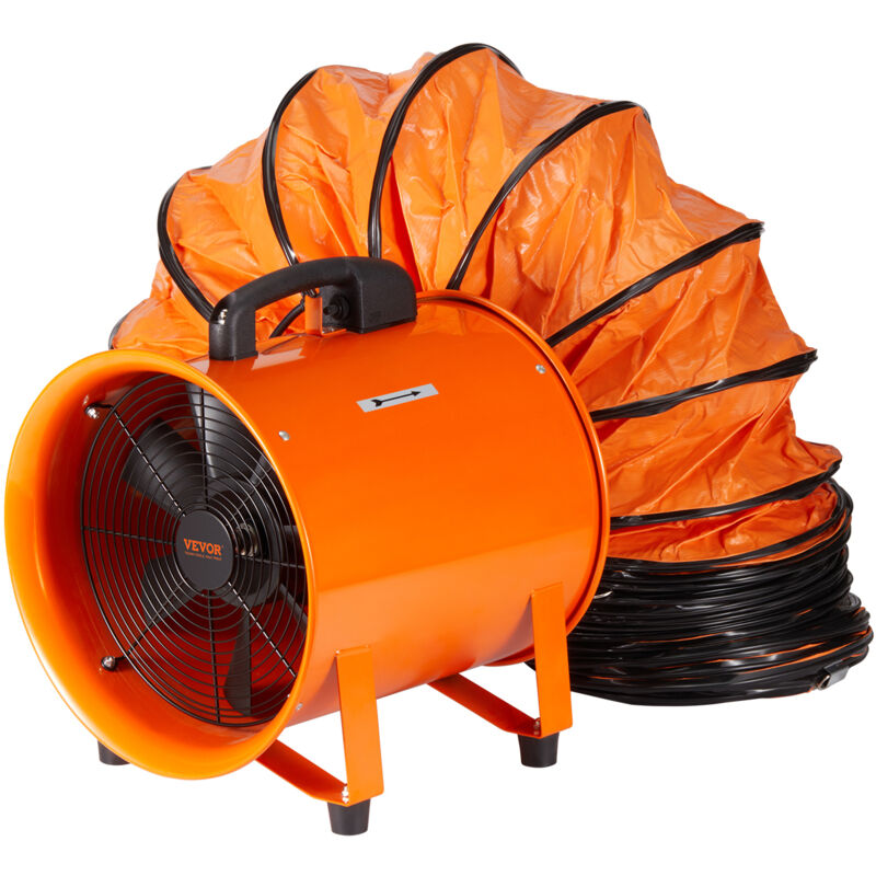Vevor Bauventilator 145-w-ac-motor Baugebläse 2900 U/min Baulüfter Gebläse 1020 Cfm (1733 M3/h) Axiallüfter Mit 8 M Schlauch Axialgebläse 79 Db