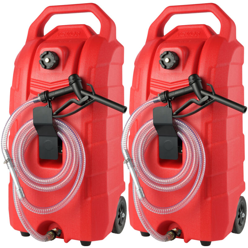 Vevor Bidon deEssence sur Roues 16 gal 60 l Reservoir Carburant Portable 2PCS avec Pompe Manuelle, Transfert Carburant pour Essence, Diesel, Huile,