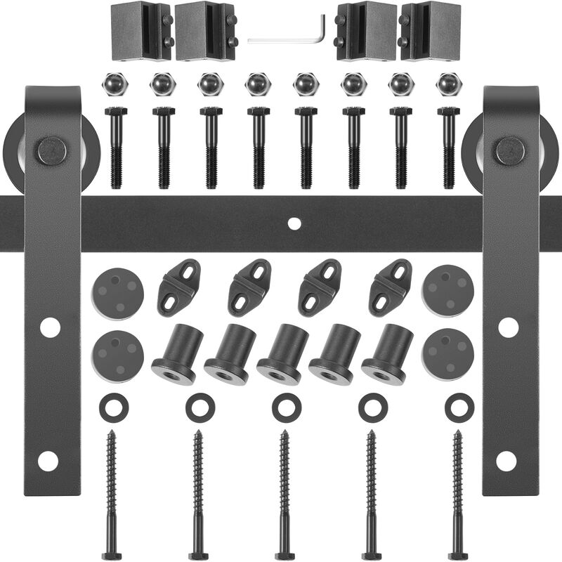 Image of VEVOR Binario per Porta Scorrevole in Acciaio al Carbonio, Kit di Binario per Porta di Granaio Lunghezza da 183 cm, Sistema di Porte Scorrevoli Set