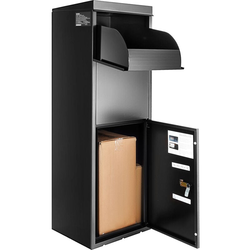 Vevor - Boite a Colis 35,5x29,5x105,5 cm Boite aux Lettres Acier Galvanise Verrouillable Code Autoportante Montage Sol Deflecteur Antivol Amovible