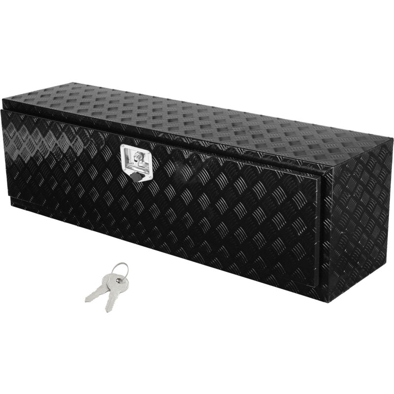 Boite a Outils pour Camion 152,4x43,2x45,7 cm, Coffre Sous-Chassis Fixation Inferieure, Caisse de Stockage en Aluminium avec Serrure et Cles,