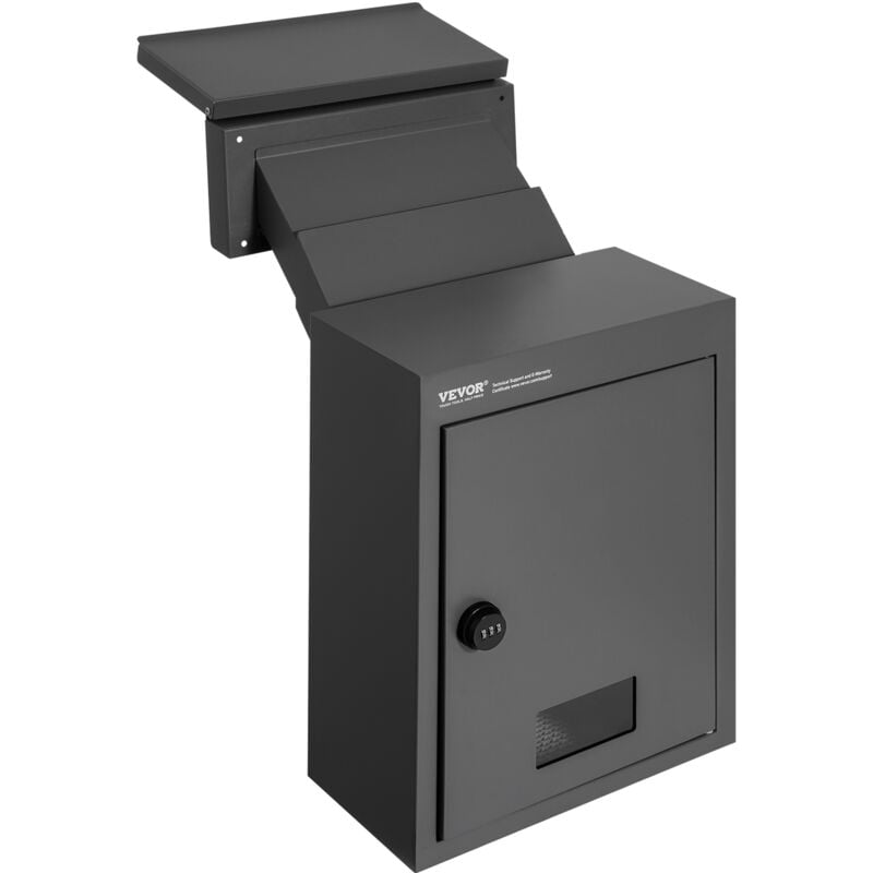 Boite aux Lettres Encastrable Murale, 320x158x430 mm, Boite de Depot Courrier Travers Mur, 70 a 200 mm, en Acier Robuste, Verrou a Code Combinaison