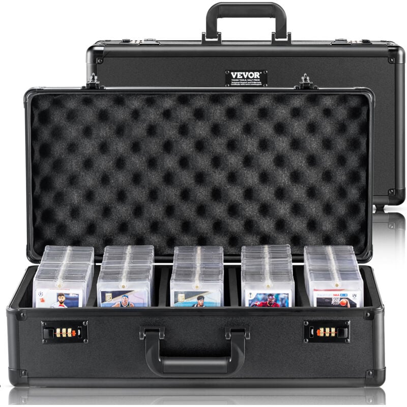 Vevor - Boite de rangement pour cartes gradees, 5 emplacements, etui de transport pour cartes de sport gradees, separateurs mousse, verrou a code,