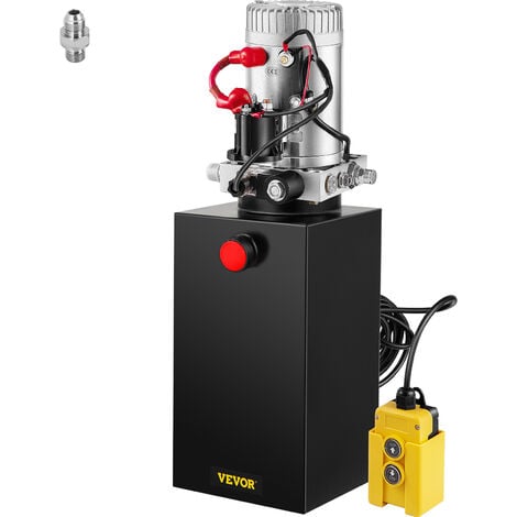 VEVOR Bomba Hidráulica de Acción Simple 10L Bomba Hidráulica Remolque Tanque 12V Cilindro Hidráulico para Elevador de Tijera Bomba Hidráulica con Efecto Simple