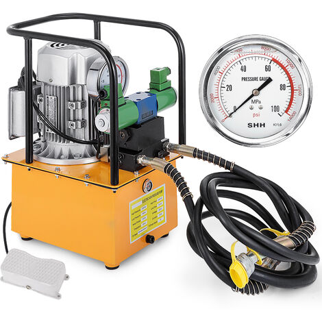 VEVOR Bomba Hidráulica Eléctrica, Bomba Hidráulica Accionamiento Eléctrico, Bomba Hidráulica Eléctrica de Doble Efecto con Interruptor Pedal de Válvula Solenoide Doble Acción 750 W 220 V 7 L