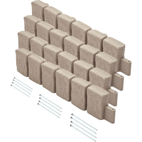 VEVOR Bordatura per Prato in Finta Pietra 1200 x 230 mm Bordatura per Cortile Resistente allo Sbiadimento, Dimensioni di Mattone con Punte di Ancoraggio, per Vialetti, Passerelle, Beige, 4 Pezzi