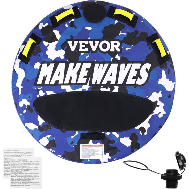 Vevor - Bouee tractee gonflable pour bateau, 1 a 2 passagers, tube remorquable, 154 kg, tube rond de 1315 mm pour sports nautiques, housse en nylon,
