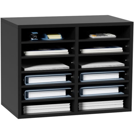 MOPHORN VEVOR Briefablage Schreibtisch Organizer 520 x 305 x 410 mm, 2,3–5,6 cm Einstellbar A4 Stapelbar Quer, Papierablage, Aufbewahrung Schreibtisch Ablagesystem Organisation, Ablage (Schwarz, 2 x 6 Fächer)