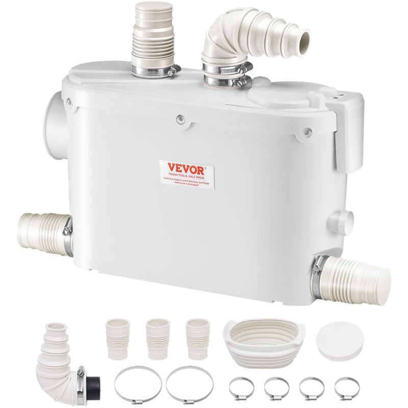 Vevor - Pompe Maceratrice 500 w Pompe de Relevage Eaux Usees 6600 L/h Hauteur Manometrique 8 m 3 Entrees deEau pour Toilette Sous-sol Cuisine Evier