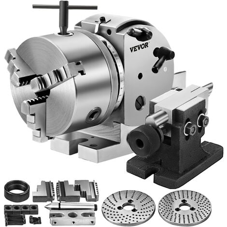 MOPHORN VEVOR BS-0 Precision Dividing Head, Horizontal Dividing Head with 3-Jaw Chuck, MT2 Tailstock BS-0 5" Semi Universal Dividing Head for Milling Machine Mill Gear Cutting