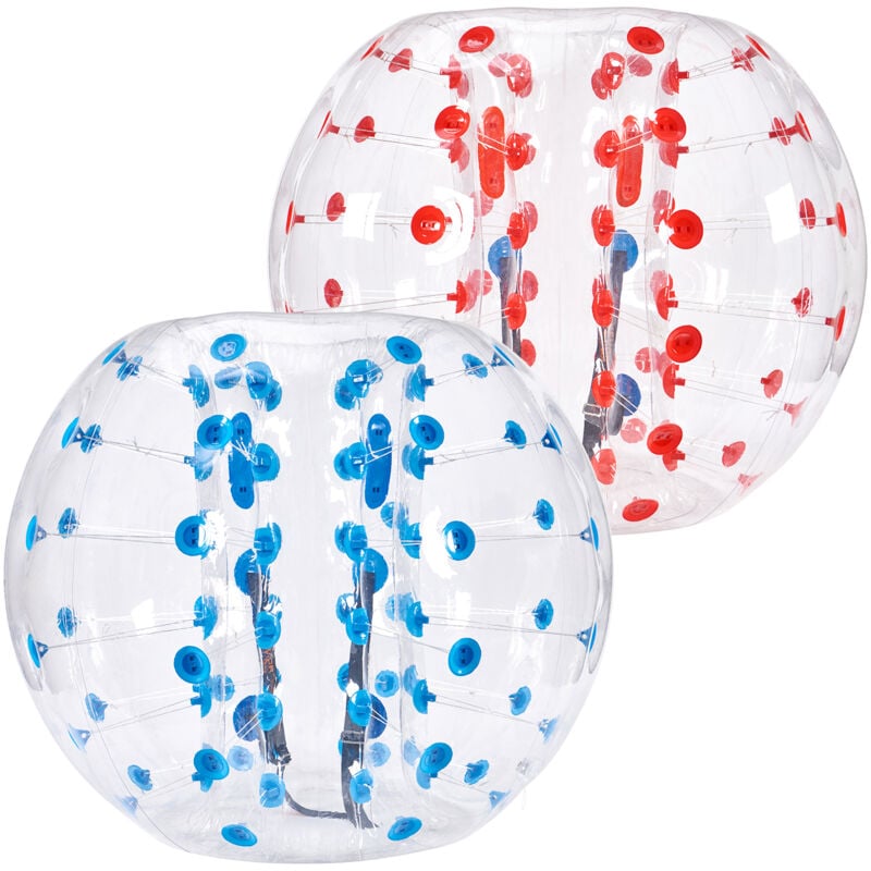 VEVOR Bulle Gonflable de 1,5 m 2PCs Pois Bleu et Rouge, Balle Pare Chocs a Bulles en PVC pour Hamster Humain 0,8 mm deEpaisseur pour Adolescents et