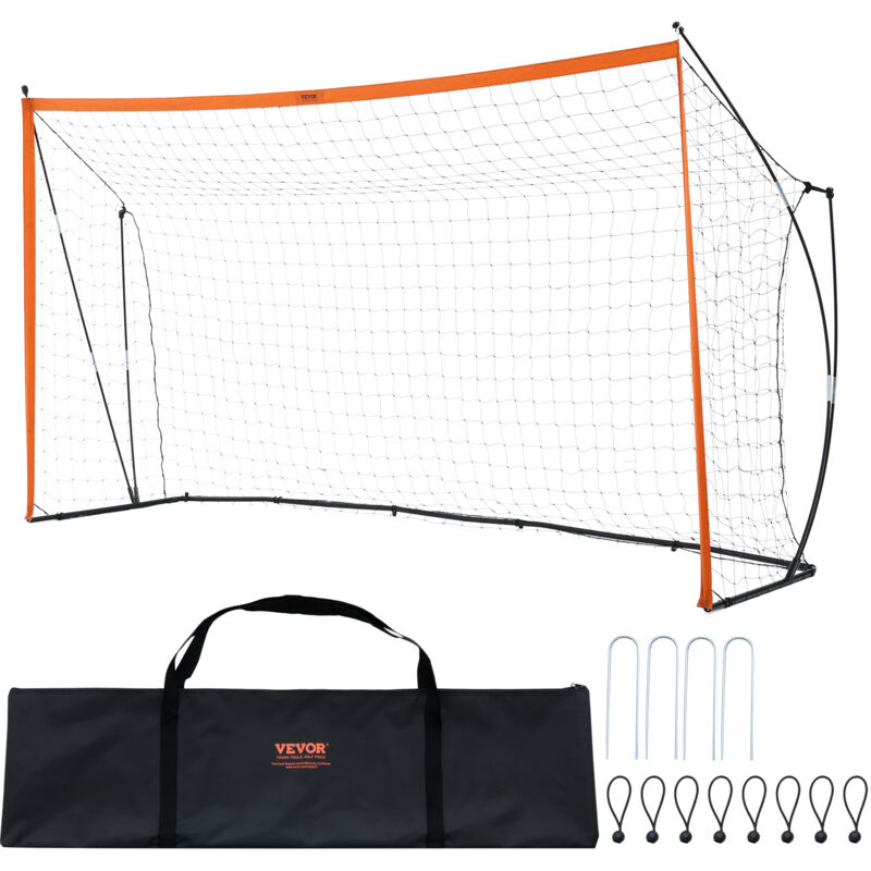 VEVOR Portable Soccer Goal, 12x6 ft Adults Kids Backyard Soccer Net, Large Practice Soccer Net, Steel Fiberglass Structure Training Goal Set, All-Weather Outdoor Soccer Goals with Carry Bag, Orange