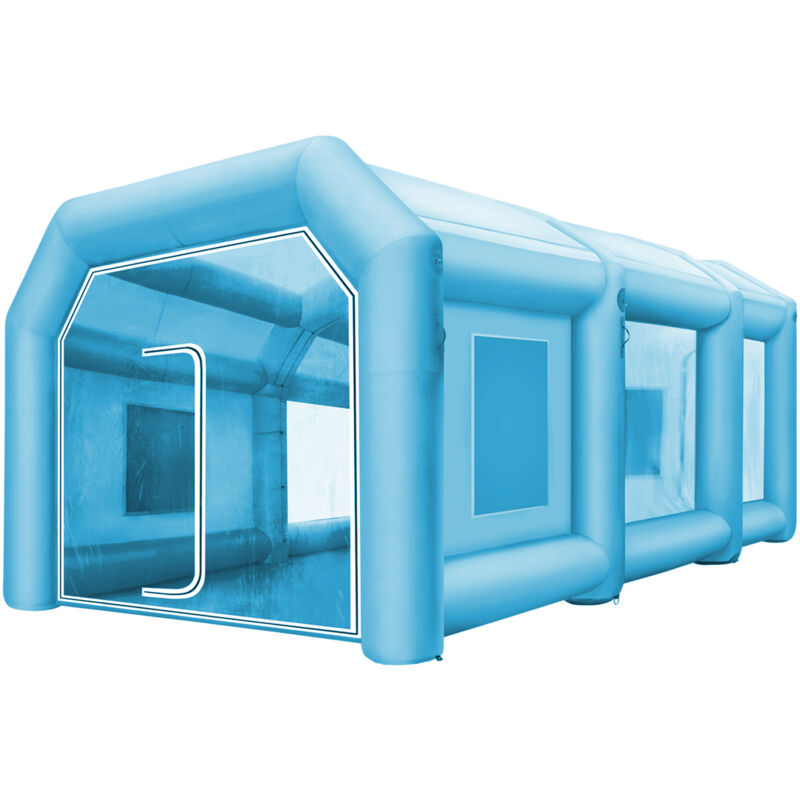 Cabine de Peinture Gonflable 10x5x3,5 m, Tente Pulverisation Gonflable pour Voiture, avec 2 Souffleurs et Systeme de Filtration, Portable, Station de