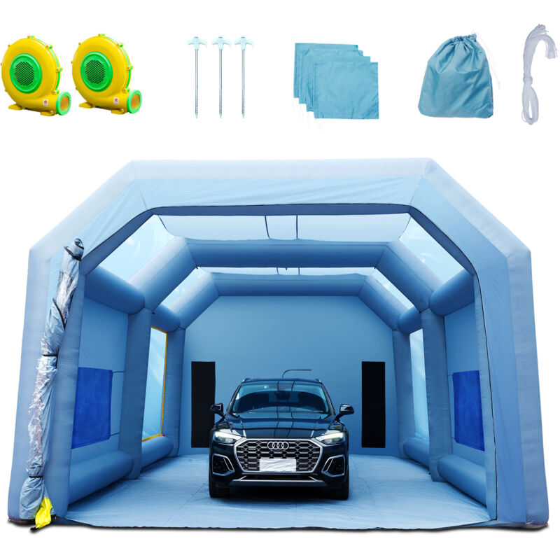 Mophorn - Cabine de pulverisation gonflable , tente de peinture de voiture de 33x20x13 pieds avec systeme de filtre et 2 souffleurs
