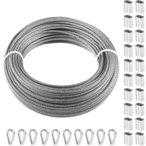 RUIZHI Câble métallique 2mm Câble métallique en acier inoxydable 20m Câble métallique revêtu 304