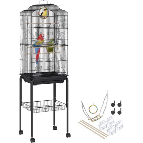 VEVOR Cage Oiseau 79x51x132 cm Grande Cage Oiseaux à Roulettes