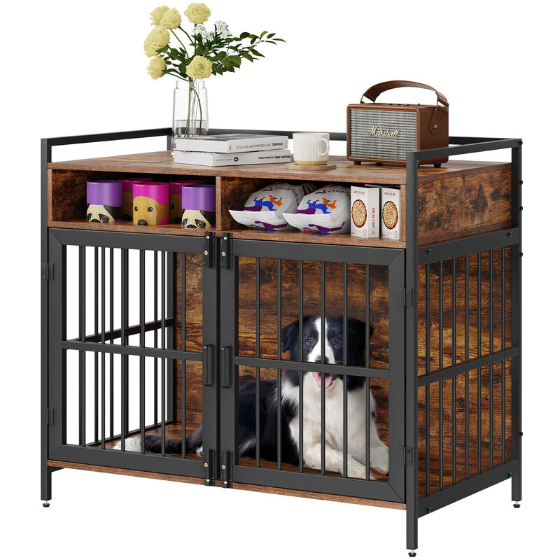 Vevor - Cage pour Chien 1041x599x919 mm Meuble Cage Chien en Bois Moderne Interieur Multi-usages avec Double Porte et Cubes de Stockage pour Chiens