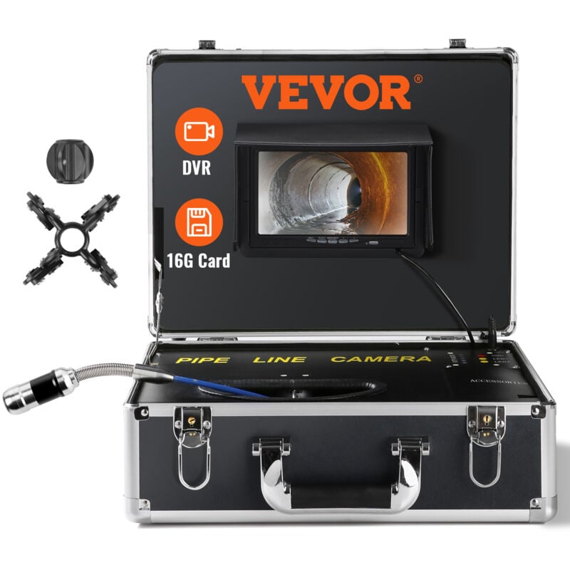Camera Inspection Canalisation 30 m Endoscope deEcran 7'' avec Enregistreur dvr Etanche IP68 12 led Reglables Carte sd 16 Go pour Conduit Tuyaux
