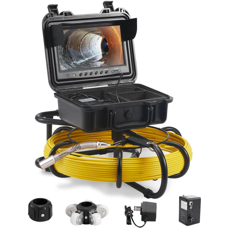 Vevor Camera Inspection Canalisation 70 m Camera Endoscopique Drain Ecran 9'' avec Enregistreur dvr Etanche IP68 12 led Reglables Carte sd 16 Go pour