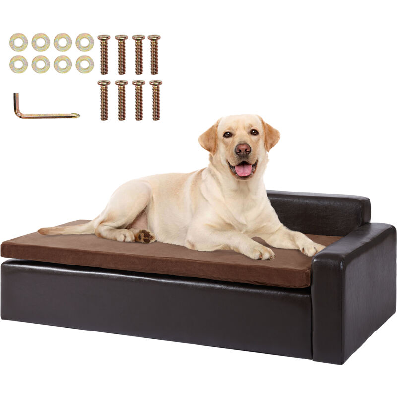 Vevor Canape pour animaux de compagnie, canape-lit pour chiens et chats de grande taille,canape en cuir souple pour chien, capacite de charge 50 kg,