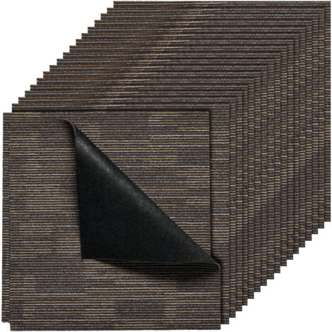 VEVOR Carpet Tiles Reusable 610x610 mm, 24 PCS Modular Carpet Square Rug, Commercial Floor Soft Padded for Seamless Cover 8.9㎡, Easy DIY Replacement for Living Room Bedroom Indoor, Gray & Brown