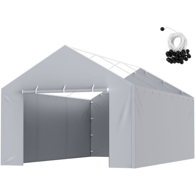 Mophorn Vevor Carport-garagenzelt Seitenwand 610 X 364 Cm, Garagenzelt-unterstandplane, Strapazierfähig, Wasserdicht Und Uv-geschützt, Grau (oberteil Und
