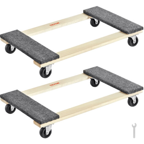 VEVOR Carro de mudanza, 2 piezas, mueve muebles de madera, capacidad de carga 454 kg cada uno, 762 x 457,2 x 130 mm, con 4 ruedas giratorias de PP de alta resistencia, manipulación portátil