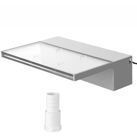 VEVOR Cascade Lame deEau Rectangulaire 11,8x3,2x8,1 pouces, Cascade de Piscine Lumiere Bleue, Fontaine de Piscine Rectangulaire Deversoir de Fontaine Debit deEau Constant