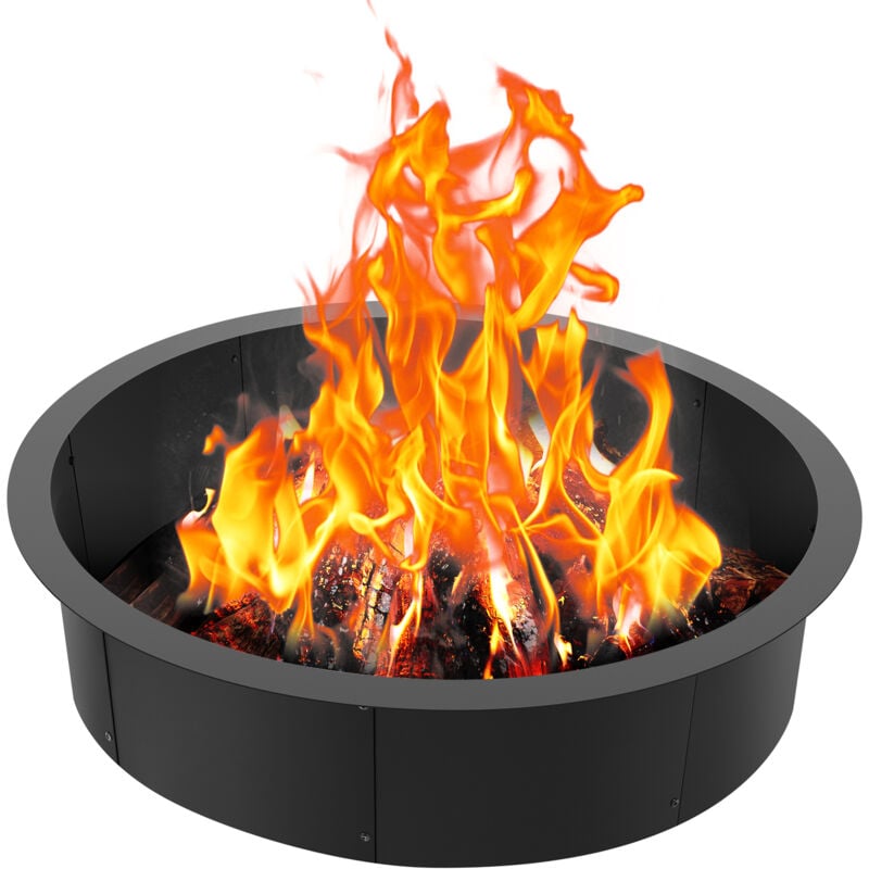 VEVOR Cercle de feu, diametre exterieur de 45"/interieur de 39", hauteur de 10" en acier au carbone durable, a monter soi-meme dans ou hors sol,