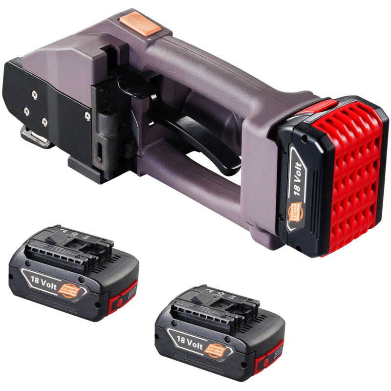 VEVOR Elektrische Umreifungsmaschine, für 0,39"-0,75" PP-PET-Bänder, tragbares elektrisches Umreifungswerkzeug mit Digitalanzeige, 2 x 4000 mAh batteriebetriebenes automatisches Umreifungswerkzeug für Verpackungskartonpaletten