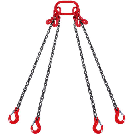 VEVOR Chain Sling, 3/8 inch x 10 ft Lifting Chains with Hooks, G80 Engine Chain Hoist Lifts, 18400 lbs/8 Ton Lifting Sling Chains for Engine Hoist, Engine Lift Chain with 4 Leg Grab Hooks & Adjusters