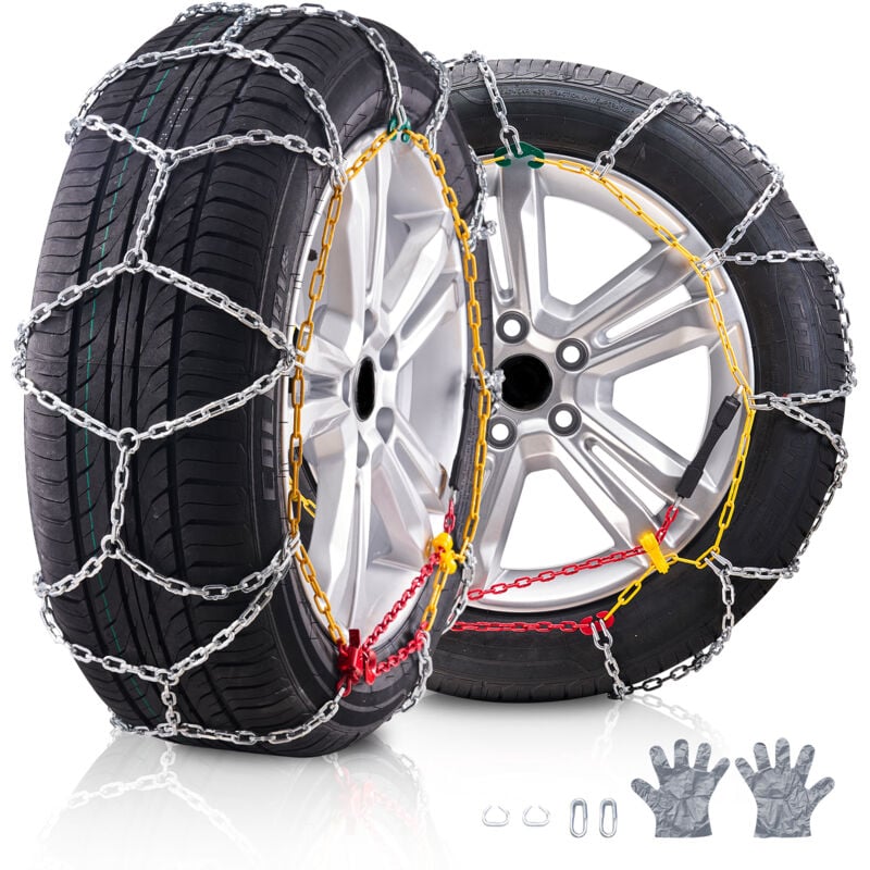 Vevor - Chaines a Neige Lot de 2, Chaines de Pneus Antiderapantes, en Acier Allie au Manganese, Conduite Securitaire, Accessoires d'Urgence pour