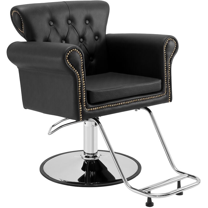 Vevor Chaise de Coiffeur Hydraulique Fauteuil Salon Coiffure Pivotant 360° Charge 150 kg Hauteur Reglable 905-1060 mm Siege Barbier avec repose-pieds